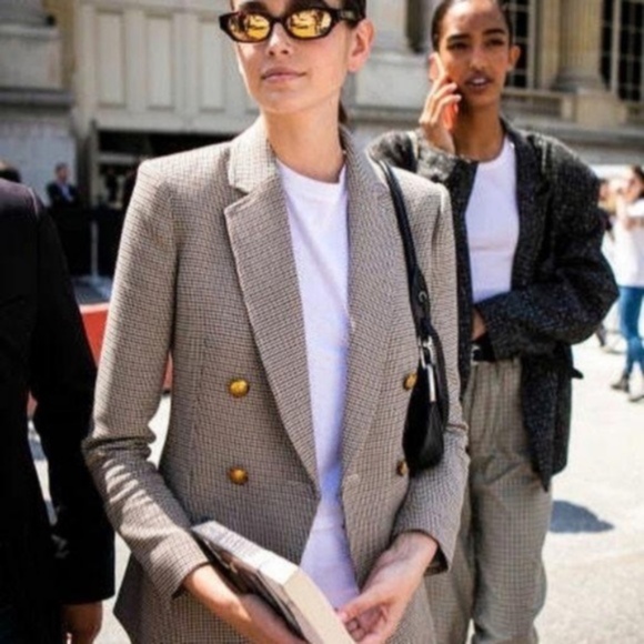 Alc Sedgwick Houndstooth Blazer Gold 